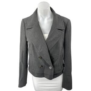Ann Taylor Women's Gray Long Sleeve Double Breasted Blazer Coat Jacket Size 6